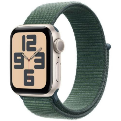 Умные часы Apple Watch Series SE 2024 44mm Aluminium Case, Starlight/Green Sport Loop